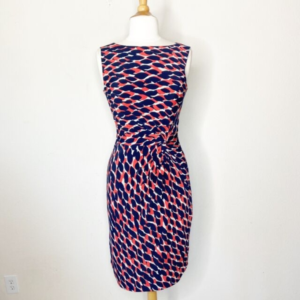 Cache Red Blue Twisted Dress